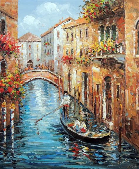 Venice Italian Couple Canal Boat Gondola Stretched 20x24