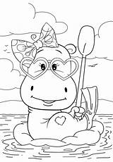 Hippo Coloring Pages Resting все раскраски категории Cuties из Color sketch template