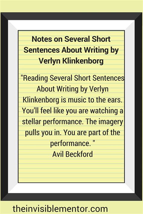 notes   short sentences  writing  verlyn klinkenborg