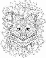 Coloring Fox Mandala Pages Adult Fanciful Foxes Animal Printable Book Patterned Coloriage Dover Colouring Color Stamping Books Sheets Publications Haven sketch template