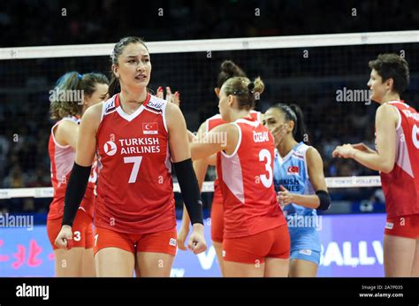 Turkey Women S National Volleyball Team Celebrate After Scoring During