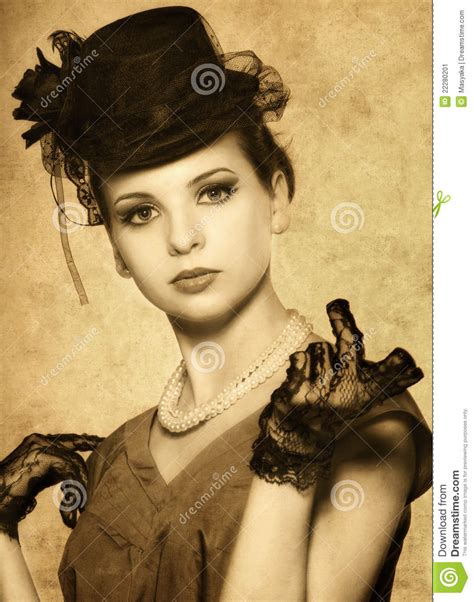 Vintage Styled Portrait Of A Beautiful Woman Stock Image