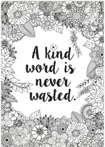 kind word colour  poster quote coloring pages coloring book