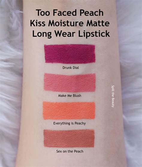 Too Faced Peach Moisture Matte Lipstick Review Swatches