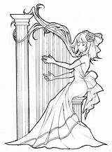 Harp Playing Drawing Angel Drawings Harps Expressionism Abstract Arpa Anime Pixshark Salvato Da Character Celtic Deviantart sketch template