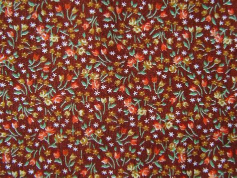 items similar  cotton calico fabric tiny print rust orange yellow