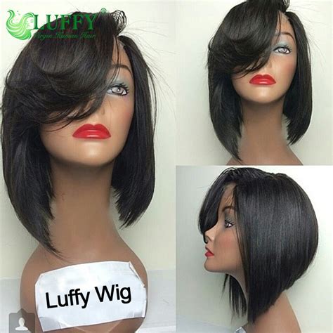 cut human hair short bob lace front wig for black women 100 human hair lace wig ebay