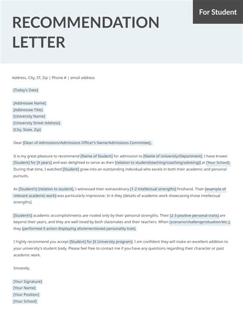 write  college recommendation letter   student letter