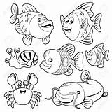 Clipart Fish Animals Ocean Animal Water Coloring Pages Fishs Cartoon Cute Clip Drawing Illustration Outline Kids Clipartix Color Printable Collection sketch template