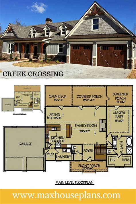 creek crossing    bedroom floor plan ranch house plan   walkout basement  ample