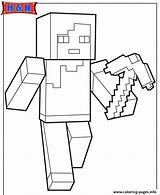 Alex Coloring Minecraft Pickaxe Pages Character Printable sketch template