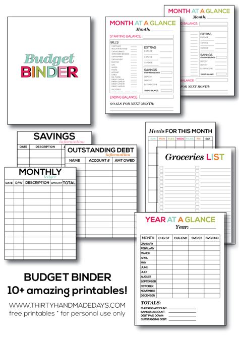 budget binder printables  printable templates