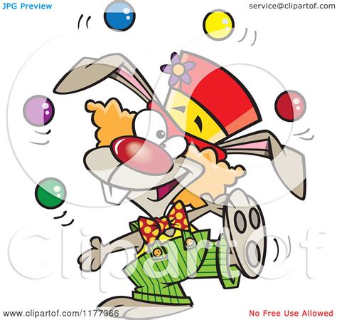 Cartoon Of A Juggling Funny Bunny Clown Royalty Free