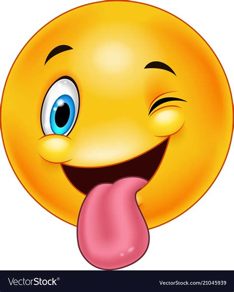 smiley emoticon with stuck out tongue and winking vector image