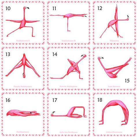 lovely funny prints  flamingo  yoga   poses  written