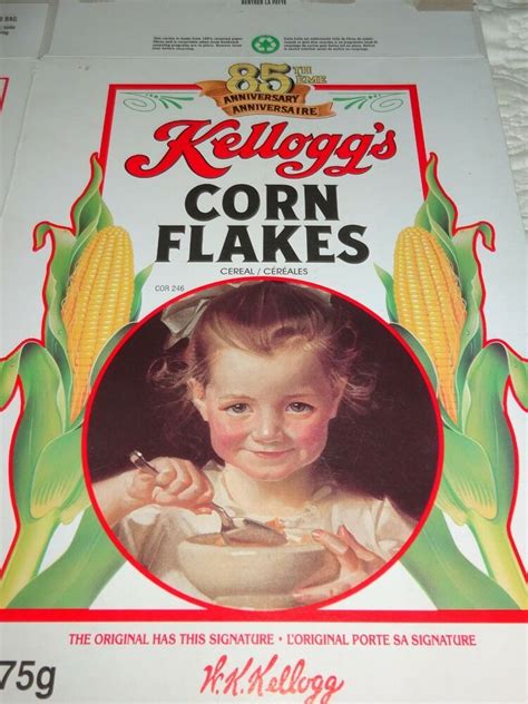 vintage cereal lg box kelloggs canadian corn flakes 85th
