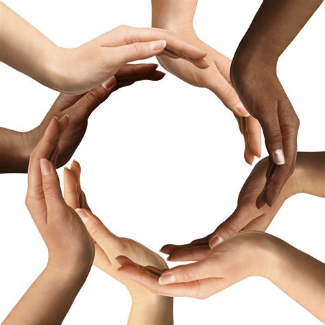 multiracial hands making  circle bringing  good life  life