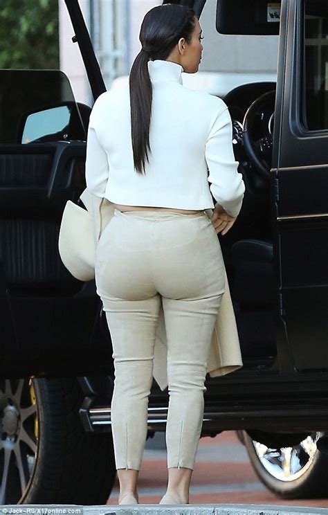 Kim Kardashian Steps Out In Very Tight Fitting Cream Trousers Daily