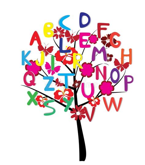 alphabet tree stock vector illustration  style font