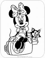 Minnie Mouse Coloring Pages Figaro Disneyclips Friends Luggage Animal sketch template