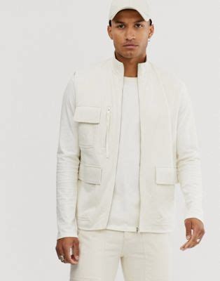 asos design jersey utility vest   white asos