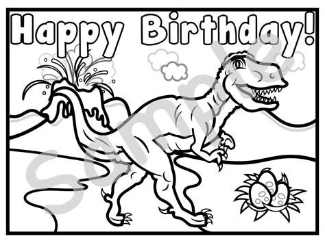 set   printable dinosaur birthday coloring pages etsy polska