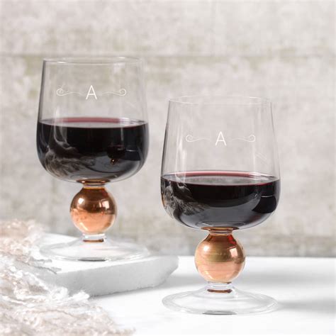 Monogrammed L S A Rose Gold Wine Glasses By The Letteroom