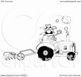Coloring Clipart Farmer Tilling Field Tractor Waving Outline Royalty Illustration Rf Toon Hit Tilled Clipground Agriculture sketch template