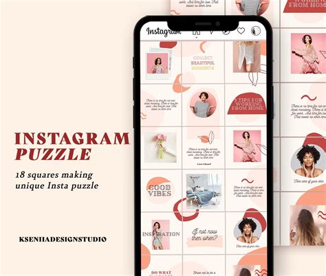 beauty spa instagram puzzle grid feed template layout canva social