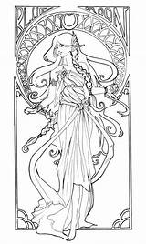 Mucha Alphonse Jugendstil Colorear Elvish Deviantart Colouring Arte Fc02 Malvorlagen Vetro Incisione Escritura Fuentes Erwachsene Muc Designlooter sketch template