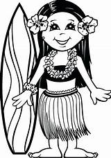 Hula Girl Coloring Pages Getcolorings Printable Color sketch template