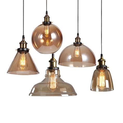 vintage amber glass pendant light retro clear glass indoor lighting fixture glass pendant lamp