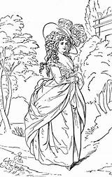Rococo Woman Colorear Adulte Livres Princesse Coloriages Colouring Romanticismo Coloringtop sketch template