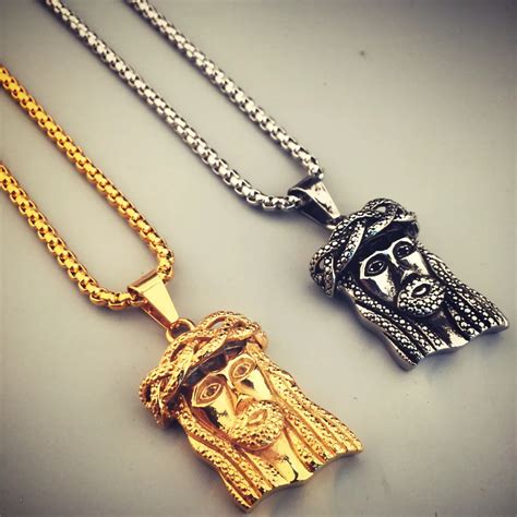 colors big pendant goldsilver plated jesus piece pendant necklace hip hop style jesus head