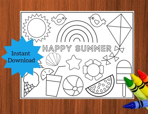 kids activity page kids coloring sheets summer coloring etsy
