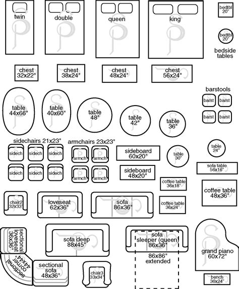 printable  scale furniture template  arts  crafts movement
