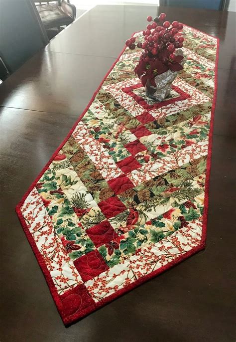 french braid xmas holiday quilted table runner etsy holiday quilts