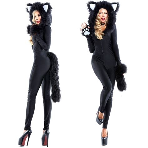 Cat Costume Women Halloween Fancy Party Dress Carnival Sexy Cosplay