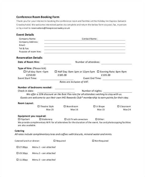 reservation forms   excel ms word