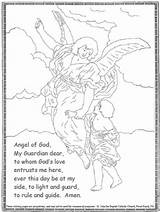 Guardian Angel Coloring Catholic Angels Pages Kids God Prayer Children Grade Printable Sheets Over 1st Activities First Bible Colour Religious sketch template