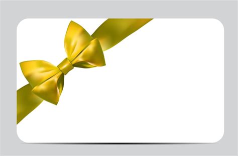 blank gift card template  yellow bow  ribbon vector