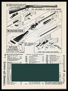 winchester pre  model  carbine schematic exploded parts list ebay