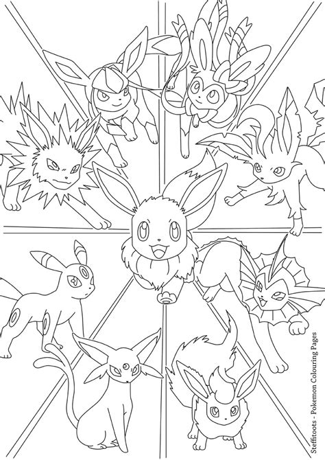 eevee evolutions pokemon colouring page  steffitoots  deviantart