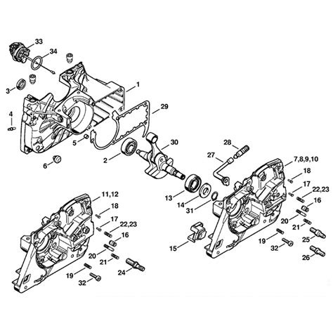 stihl ms  chainsaw ms rz parts diagram crankcase