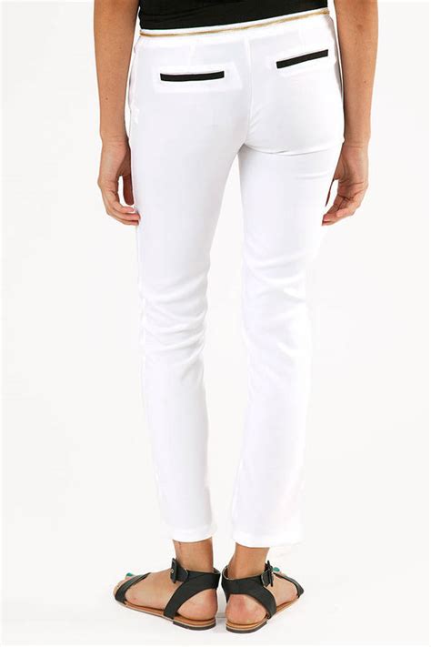 lovely white pants straight leg pants cropped white pants  tobi