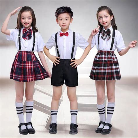 cm kids clothing set topsskirtstrap teenager girls plaid student school uniform