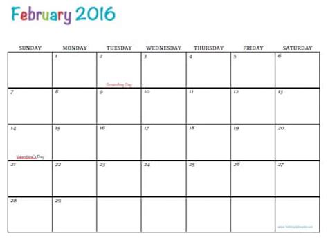 printable calendar february