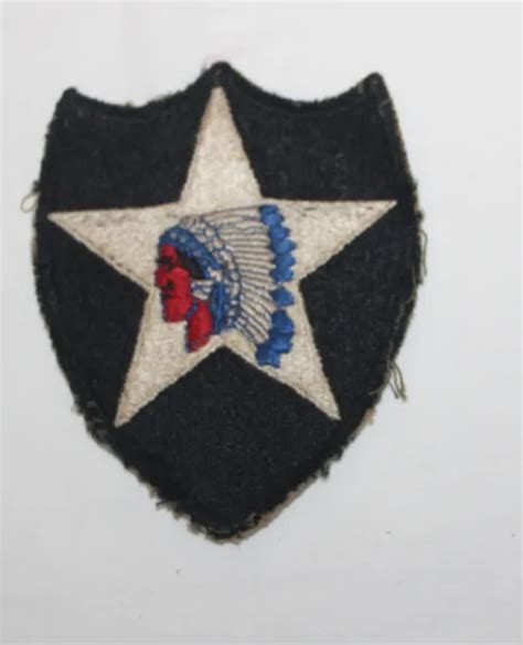 Vintage Us Army 2nd Infantry Division Wwii Ww2 Patch Military Indian