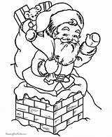 Santa Coloring Pages Christmas Claus Chimney Printable Elves Sheets Print Color House Kids Chimneys Clipart Down Cliparts His Pit Into sketch template