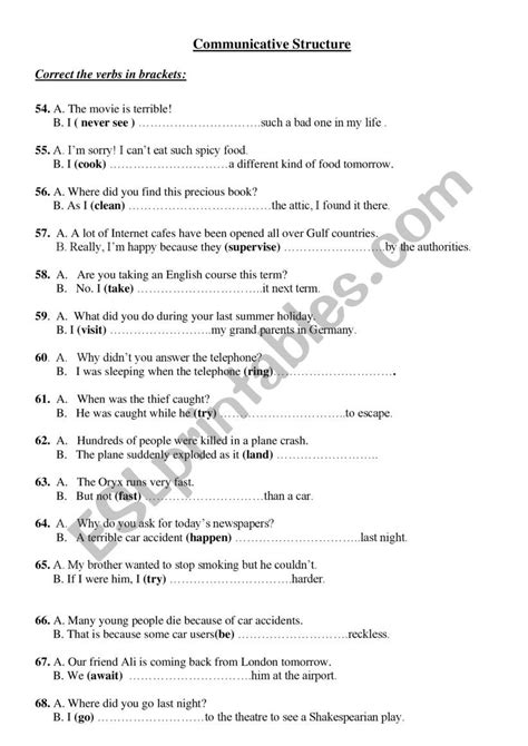 english worksheets structure